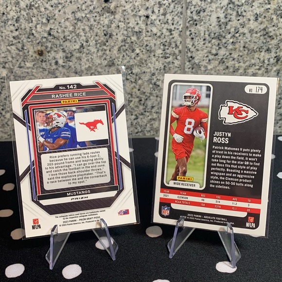 Rashee Rice & Justyn Ross Panini Prizm Rookie Cards KC Chiefs SMU Clemson - Picture 2 of 4